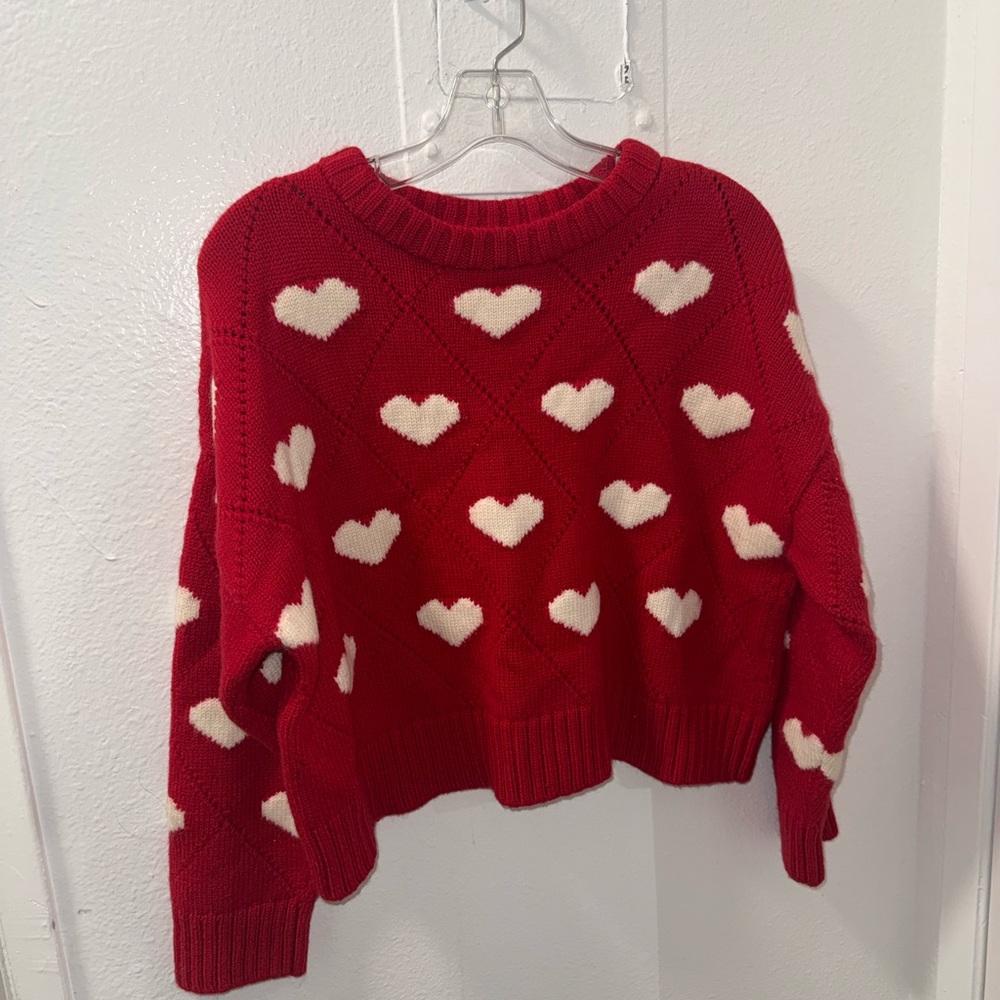 Gigi Knitwear Red Heart Merino Wool Sweater L